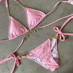 Ensemble de bikini sexy - avec des décorations en cristal / métal