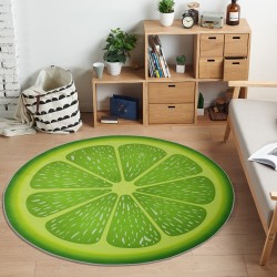 Tapis rond décoratif - motif fruits - citron vert