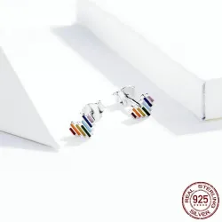 Heart shaped earrings - with rainbow enamelEarrings