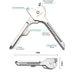 6 in 1 multi functional key - stainless steel multi toolSurvival tools