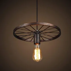 Plafonnier vintage - roue de fer