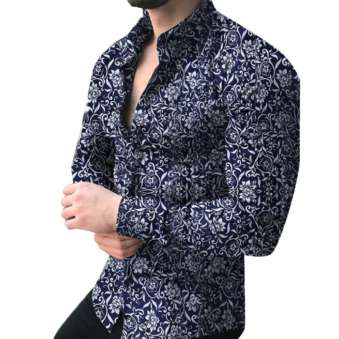 Chemise manches longues mode - imprimé fleuri - coupe slim