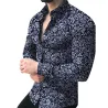Chemise manches longues mode - imprimé fleuri - coupe slim