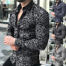 Chemise manches longues mode - imprimé fleuri - coupe slim