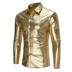 Chemise à manches longues métallisée brillante à la mode