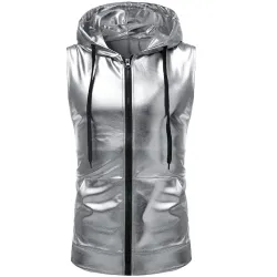 Gilet à capuche métallisé brillant