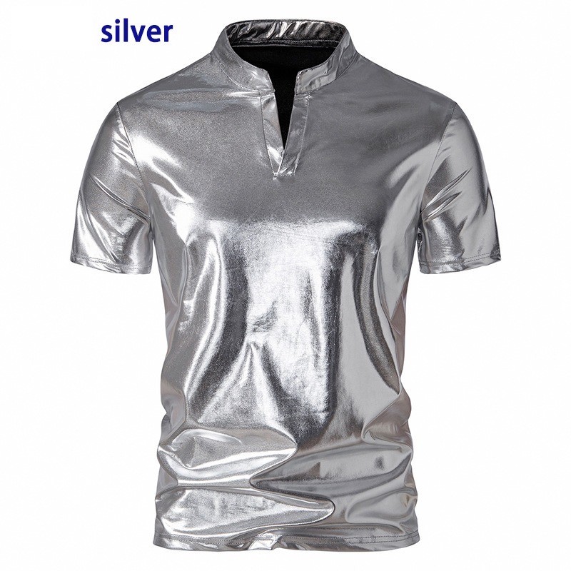 T-shirt manches courtes métallisé brillant