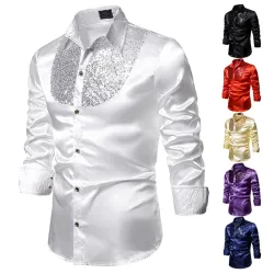 Chemise à manches longues métallisée brillante - avec paillettes décoratives