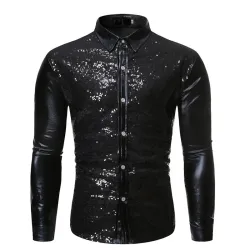 Shiny metallic long sleeve shirt - with sequins decorationsT-shirts