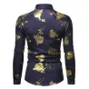 Luxurious long sleeve shirt - printed golden rosesT-shirts