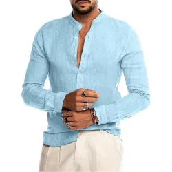 Chemise classique en lin à manches longues