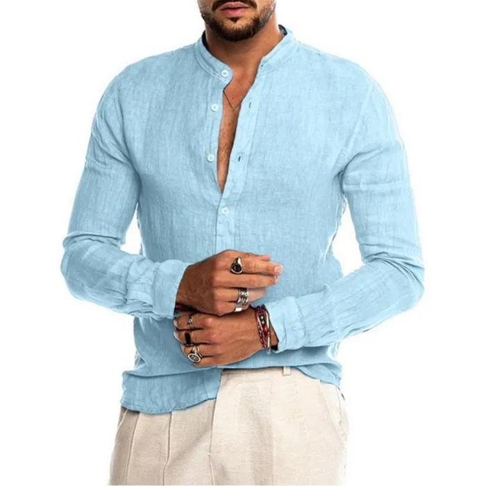 Chemise classique en lin à manches longues
