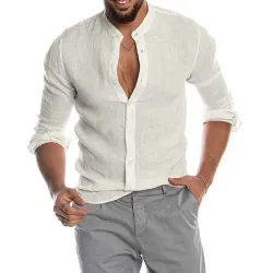 Chemise classique en lin à manches longues