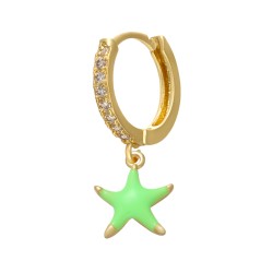 Small golden hoop earring - hanging heart / star / cross / shell - 1 pieceEarrings