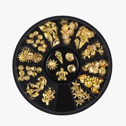 Décorations dorées pour les ongles - thèmes de l'océan