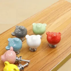 Ours en céramique 3D - poignées de meubles - boutons