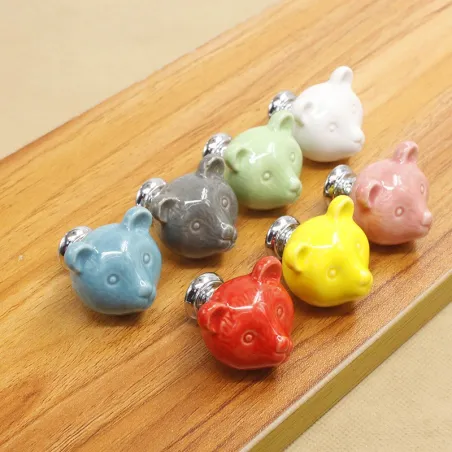 Ours en céramique 3D - poignées de meubles - boutons