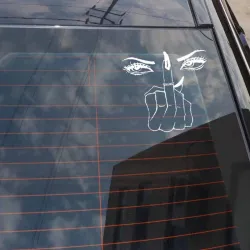 Autocollant de voiture en vinyle - yeux / majeur