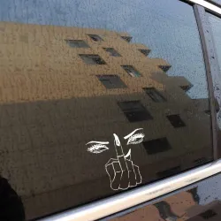 Autocollant de voiture en vinyle - yeux / majeur