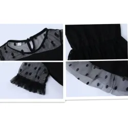 Elegant black chiffon dress with dotsClothing