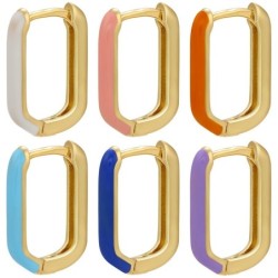 Golden rectangle earrings - colorful enamelEarrings