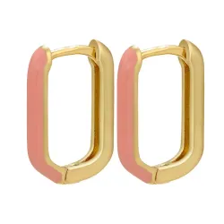 Boucles d'oreilles rectangle doré - émail coloré