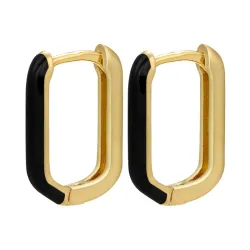 Boucles d'oreilles rectangle doré - émail coloré