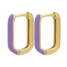 Boucles d'oreilles rectangle doré - émail coloré