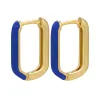 Boucles d'oreilles rectangle doré - émail coloré