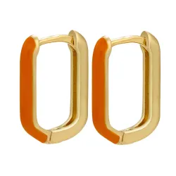 Boucles d'oreilles rectangle doré - émail coloré