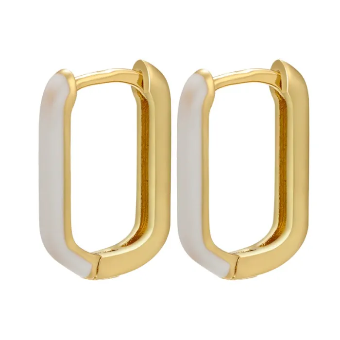Boucles d'oreilles rectangle doré - émail coloré
