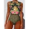 One piece swimsuit - colorful pattern - with push upBeachwear