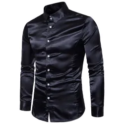 Chemise à manches longues en satin