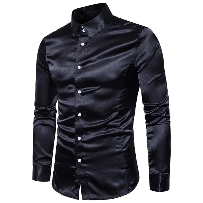 Chemise à manches longues en satin