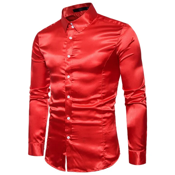 Chemise à manches longues en satin