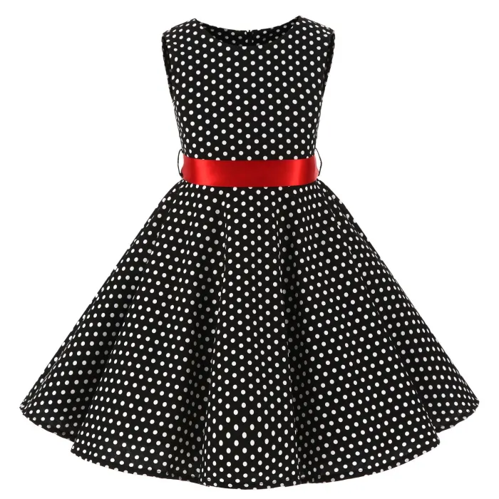 Summer sleeveless dress - polka dots / flowers printedClothing