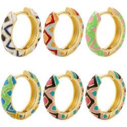 Small hoop earrings - colorful geometric patternEarrings