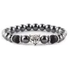 Pierre naturelle - perles noires - bracelet - métal loup / chouette / bouddha