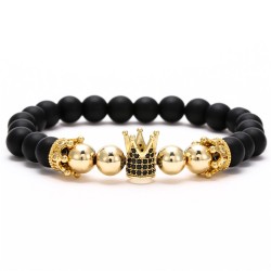 Black beaded bracelet - decorative crown / ballsBracelets