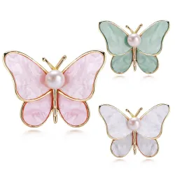 Papillon coquillage avec perle - broche