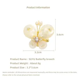Papillon en nacre - avec cristaux / perles