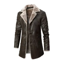 Veste en cuir chaude avec fourrure