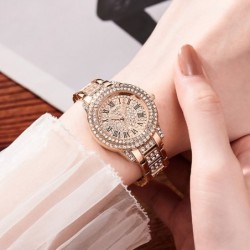 SUNKTA - elegant Quartz watch with crystals - rose goldWatches