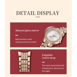 SUNKTA - montre à quartz élégante avec cristaux - or rose