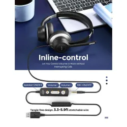 Mpow HC6 - Casque filaire USB - casque avec microphone - 3,5 mm