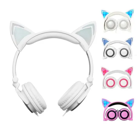 Casque enfant - LED - oreilles de chat lumineuses - jack 3,5 mm