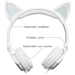 Casque enfant - LED - oreilles de chat lumineuses - jack 3,5 mm