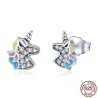 Boucles d'oreilles en argent avec licorne en cristal