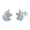 Boucles d'oreilles en argent avec licorne en cristal