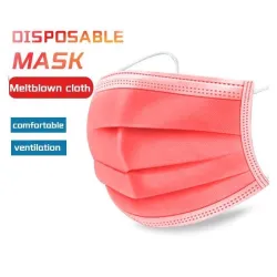 Masques antibactériens jetables pour le visage et la bouche - 3 couches - rouge